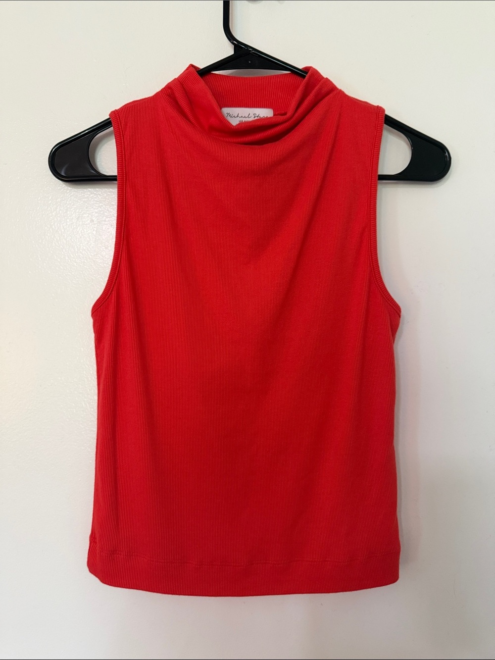 Michael Stars Red/Orange Ribbed Sleeveless Mock Neck Turtleneck Tank Top Size S